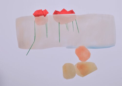 Comme des coquelicots van yves minssart, Werk op papier te koop op Singulart