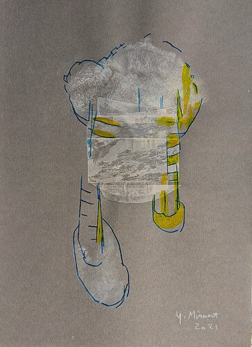 structure jaune by yves minssart, Drawing for Sale on Singulart