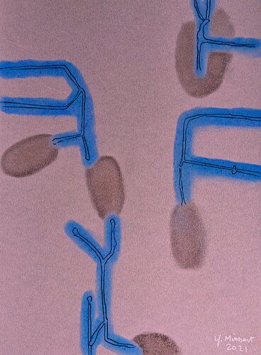 Biologie bleue by yves minssart, Drawing for Sale on Singulart