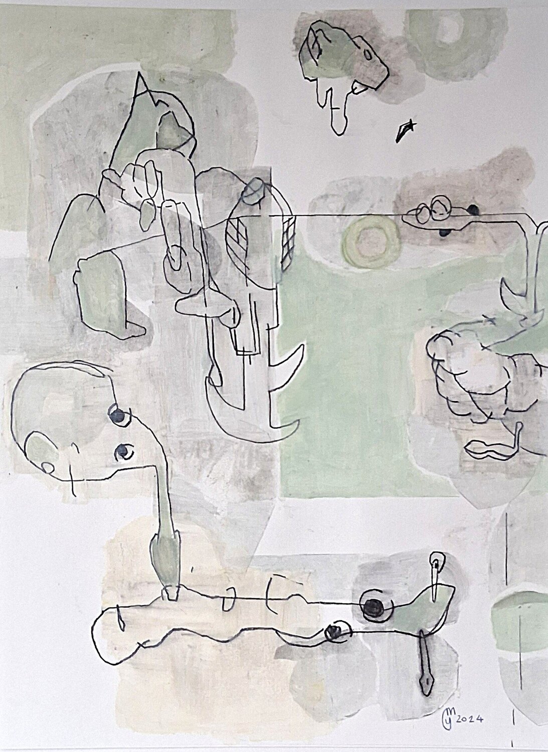 Figure au fond vert yves minssart