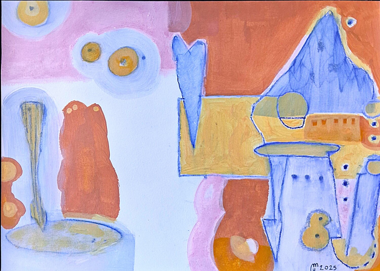 Composition bleue et ocre yves minssart