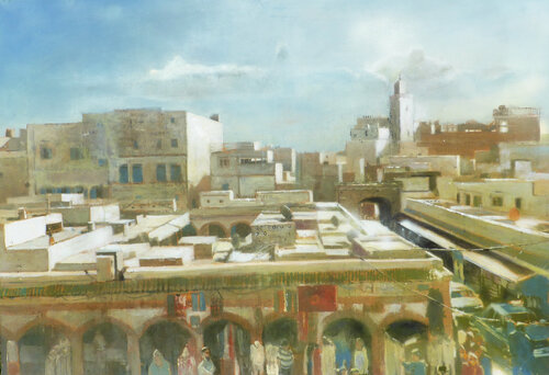 MEZZOGIORNO DI FUOCO (HIGH NOON, AN AFTERNOON IN ESSAOUIRA) di Diego Scursatone, Pittura in vendita su Singulart