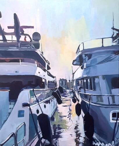 yacht van Manejudith Sitruk, Schilderij te koop op Singulart