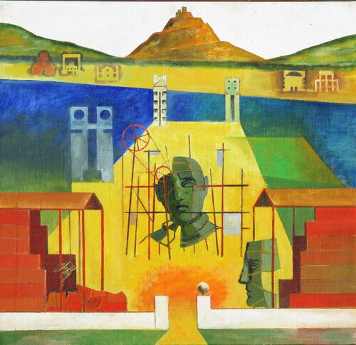CANTIERI  SUL  LAGO par Sergio Franzosi, Peinture en vente sur Singulart