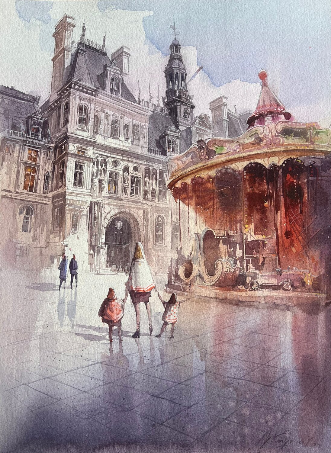 "Hotel de Ville" Vasyl Kohutych Dipinto originale in vendita