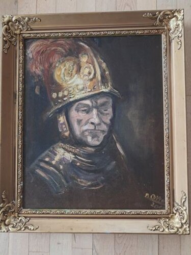 DER MANN MIT DEM GOLDHELM von Brigitte Otto, Malerei kaufen auf Singulart