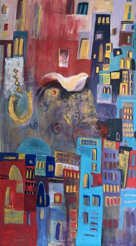 Windows of Nostalgia par Zeina Alami, Peinture en vente sur Singulart