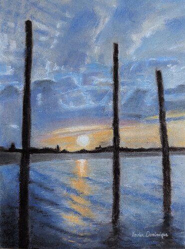 Crépuscule de Bord de Mer di Xavier Bertrand, Pittura in vendita su Singulart