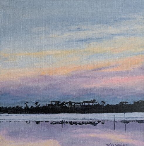 Paysage marin crépuscule entre ciel et mer van Xavier Bertrand, Schilderij te koop op Singulart