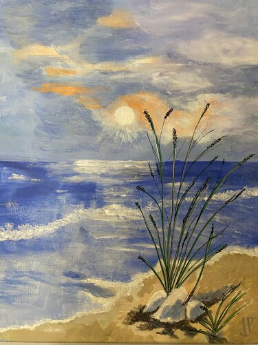 promenade sur la plage by Jean-pierre Georlette, Painting for Sale on Singulart