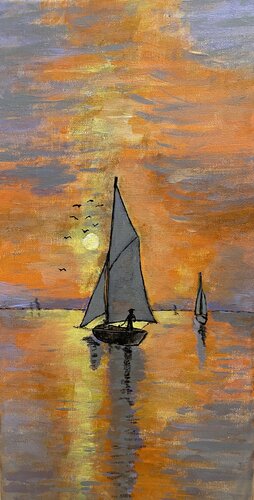 Pêche au coucher de soleil by Jean-pierre Georlette, Painting for Sale on Singulart