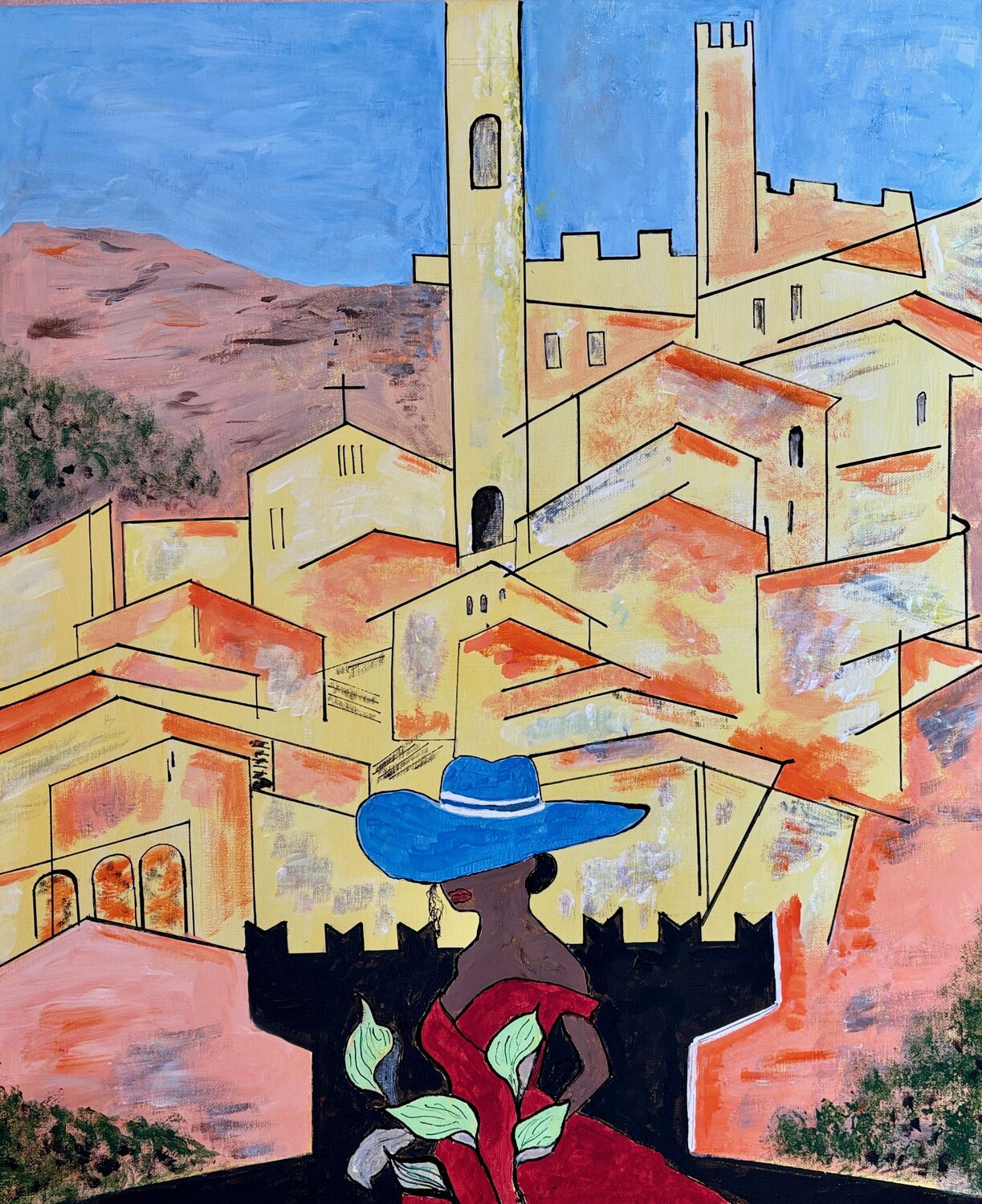 Village provençal Jean-pierre Georlette Originalgemälde zu verkaufen
