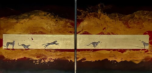 diptyque les guepards de arnaud vannier, Pintura a la venta en Singulart
