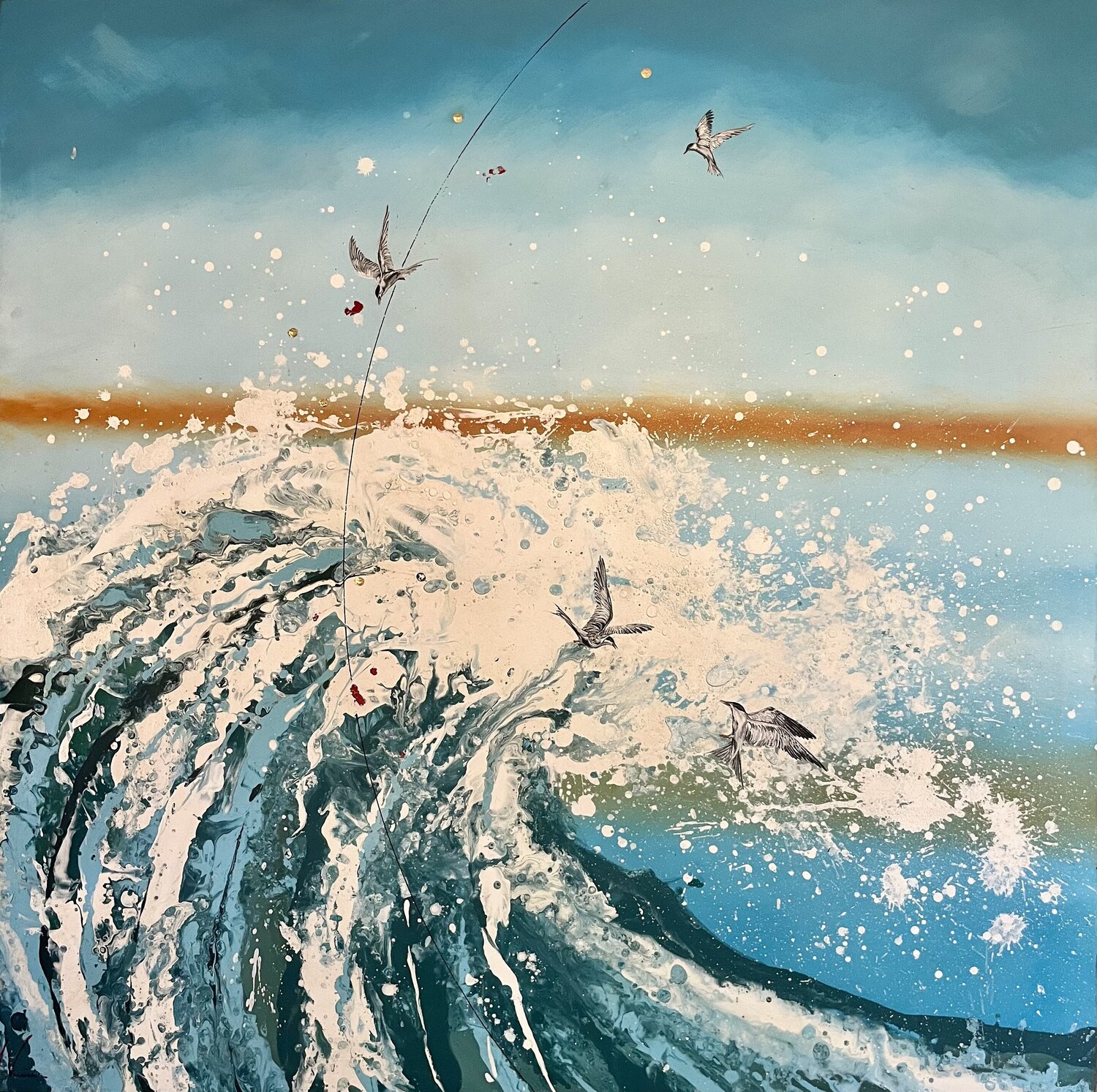 la vague et les sternes arnaud vannier Pintura original en venta