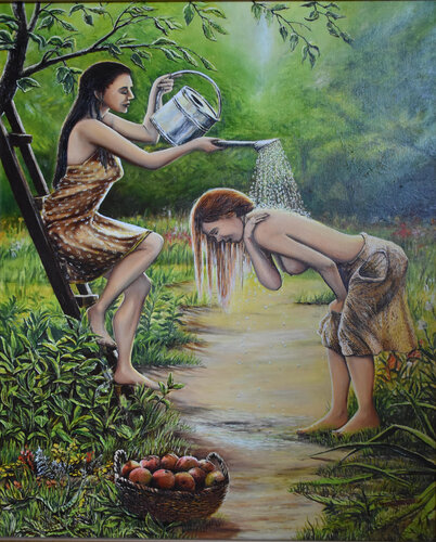 zbiór jabłek di Aleksander Stolicki, Pittura in vendita su Singulart