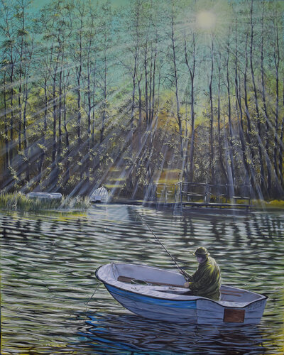 Październikowe wędkowanie - Moje Świeszyno de Aleksander Stolicki, Pintura a la venta en Singulart