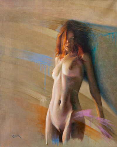 Red Hair Nude van Pedro Sanz, Schilderij te koop op Singulart