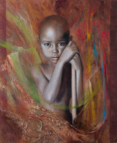 African boy by Pedro Sanz, Painting for Sale on Singulart