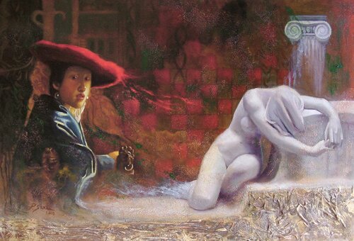 Vermeer's Dream II van Pedro Sanz, Schilderij te koop op Singulart