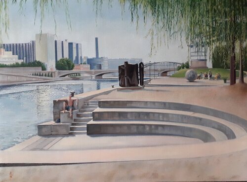 Square Tino Rossi Paris  Collection du Musée Carnavalet van France Gouge, Schilderij te koop op Singulart