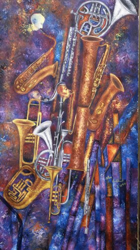 Woodwind and Brass Space experience. by Alan Reddick, Painting for Sale on Singulart