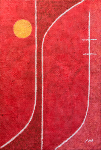 Composizione in rosso con sole par Matteo Cecchinato, Peinture en vente sur Singulart
