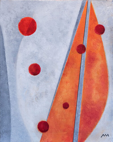 Composition in grey and orange par Matteo Cecchinato, Peinture en vente sur Singulart