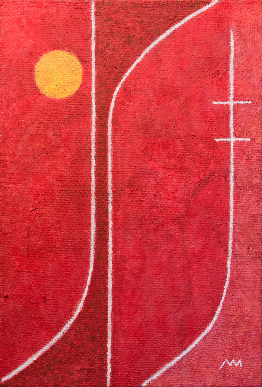 Composizione in rosso con sole Matteo Cecchinato