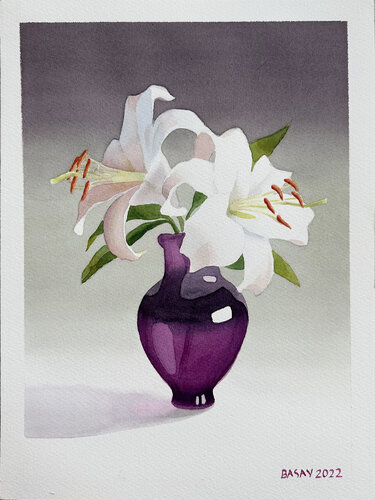 Lilies in the Dark de Liza Basay, Pintura a la venta en Singulart