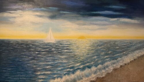 A day at the beach van Mariann Haukaas, Schilderij te koop op Singulart