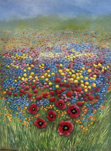 My ocean of flowers van Mariann Haukaas, Schilderij te koop op Singulart