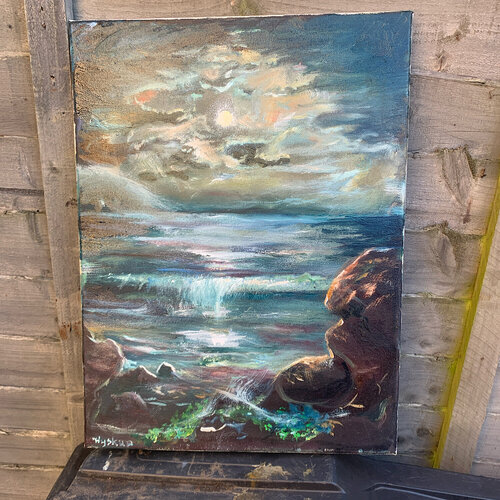 The faceless moon van Andrzej Wyskup, Schilderij te koop op Singulart