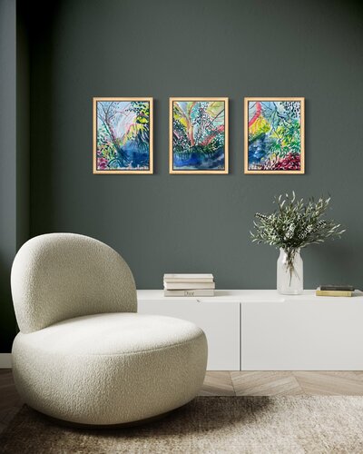 Resting in Nature Tryptych von Alice Gavin Atashkar, Malerei kaufen auf Singulart