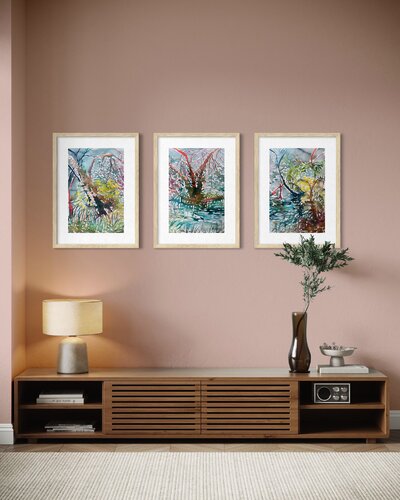 Refreshing Rain Tryptych by Alice Gavin Atashkar, Painting for Sale on Singulart