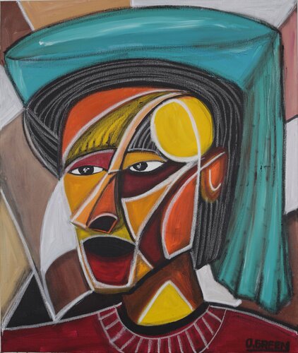 HOMME AU TURBAN BLEU van Oscar Green, Schilderij te koop op Singulart