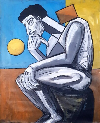 LE PENSEUR van Oscar Green, Schilderij te koop op Singulart