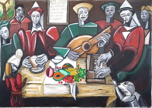 LA FAMILLE DE MUSICIENS van Oscar Green, Schilderij te koop op Singulart