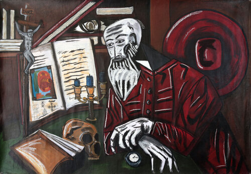 ST JERÔME DANS SON ÉTUDE van Oscar Green, Schilderij te koop op Singulart