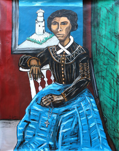 UNDERGROUND RAILROADS (HARRIET THUBMAN) van Oscar Green, Schilderij te koop op Singulart