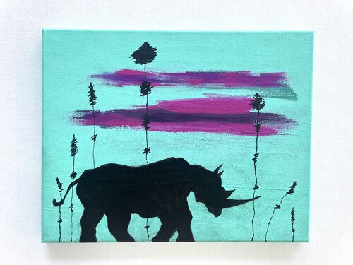 Purple Rhino Sunrise van Jorge Cristian Cupertino, Schilderij te koop op Singulart