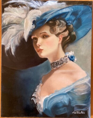 La dame au Chapeau Bleu von Nathalie Foucher, Malerei kaufen auf Singulart