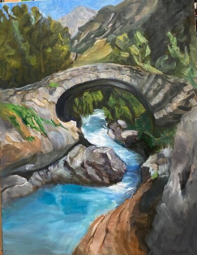 Petit pont des Pyrénées von Nathalie Foucher, Malerei kaufen auf Singulart