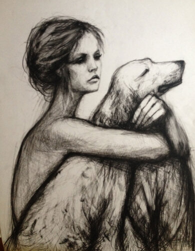 Brigitte Bardot et son chien de Pierre Laffillé, Obra en papel a la venta en Singulart