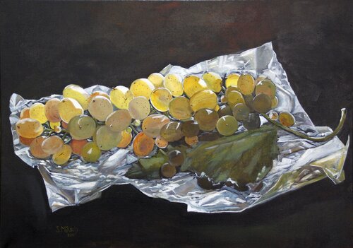 Trauben auf Aluminium de Simone Miksch, Pintura a la venta en Singulart