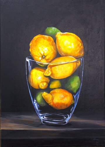 Zitronen im Glas de Simone Miksch, Pintura a la venta en Singulart