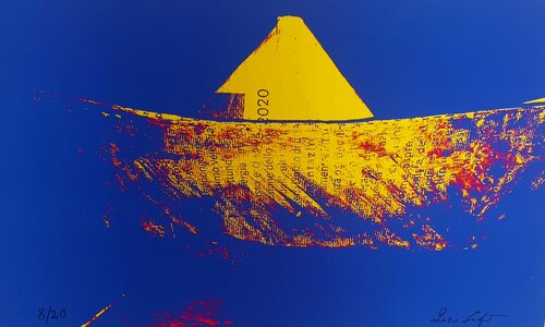 Yacht of dreams  digital  foto  su  tela da scultura originale dell artista   multiplo in  20  esemplari di Lucio Salzano, Pittura in vendita su Singulart