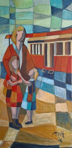 La espera en el andén (mi espera) par Maria Alejandra Hernandez, Peinture en vente sur Singulart