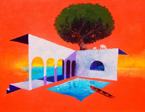 White Pavilion par Ranjit Balmuchu, Peinture en vente sur Singulart