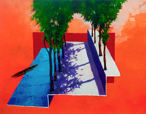 LANDSCAPE WITH TREES von Ranjit Balmuchu, Malerei kaufen auf Singulart