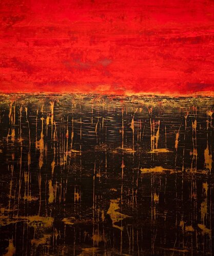 Emotional depth The silence between burning and falling di Maria bostrom, Pittura in vendita su Singulart